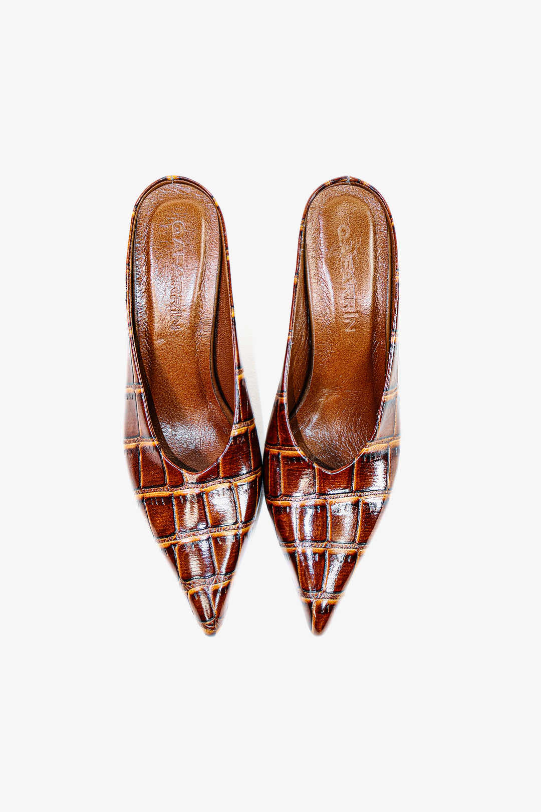 QAFARRIN VORY – Croco Rugan Prime Cut Hakiki Dana Deri Sculpted Mule