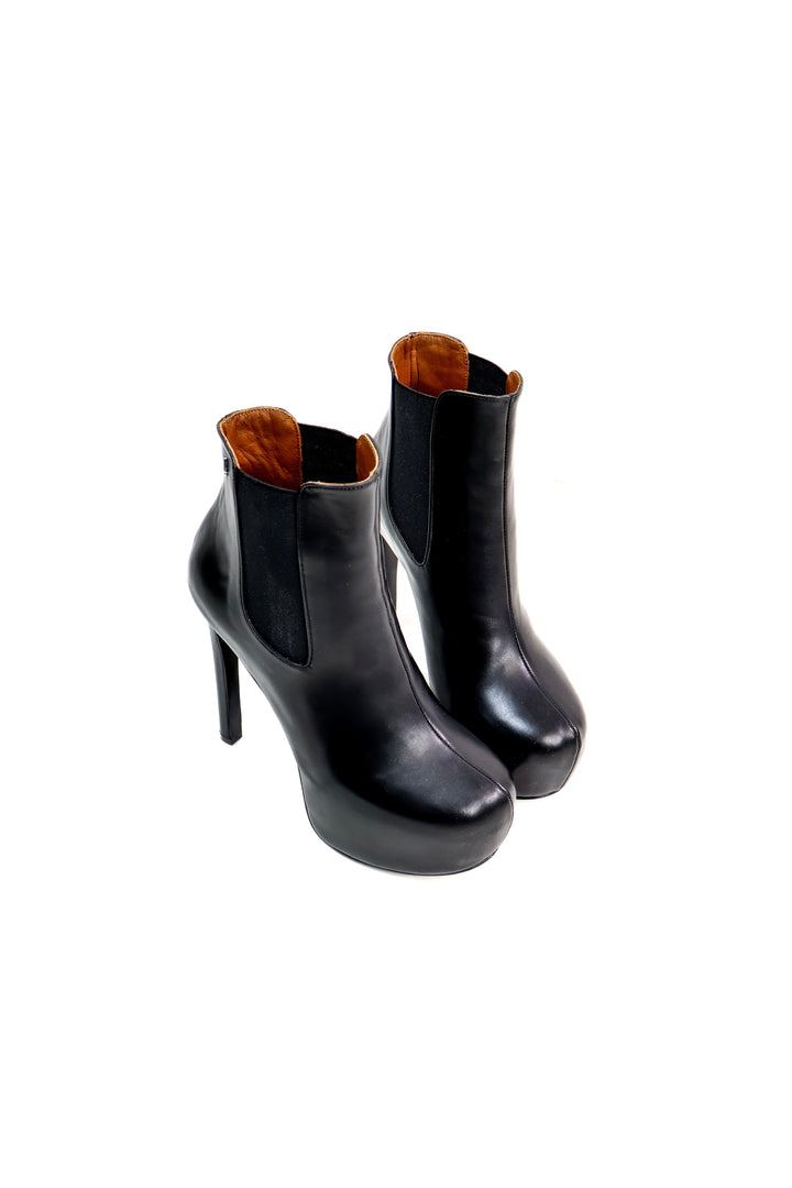 QAFARRIN ACRON – Black Hakiki Dana Deri Extreme Platform Stiletto Bot