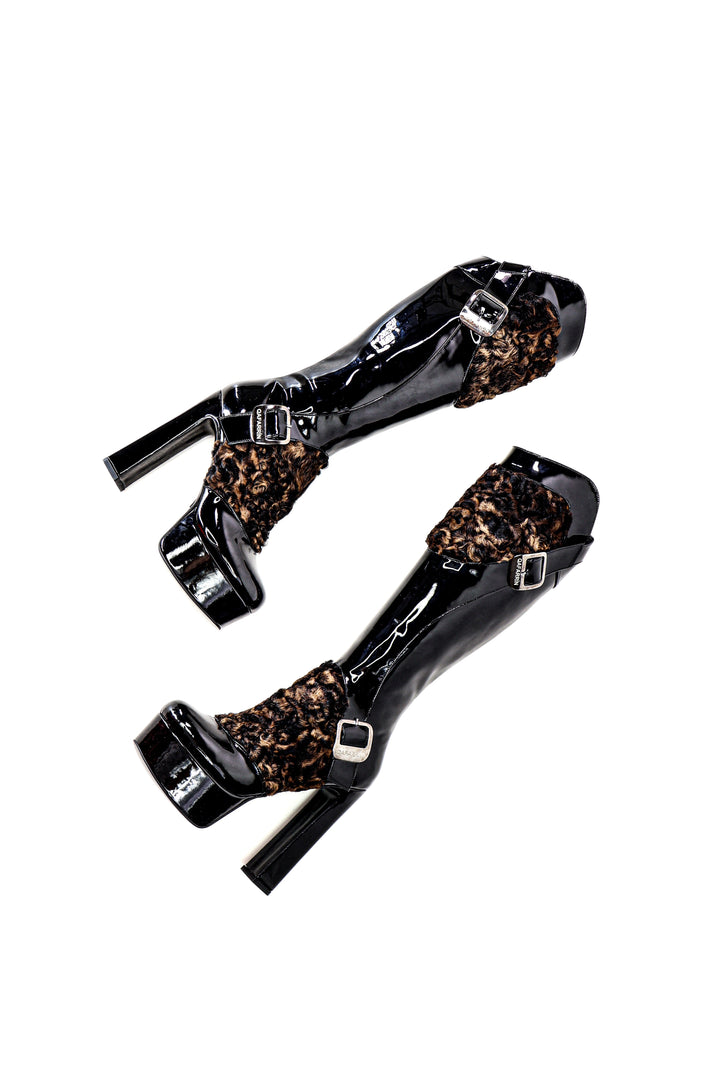 Qafarrin VORRA – Atelier-Crafted Noir Hakiki Tay Tüyü Detaylı Platform Çizme