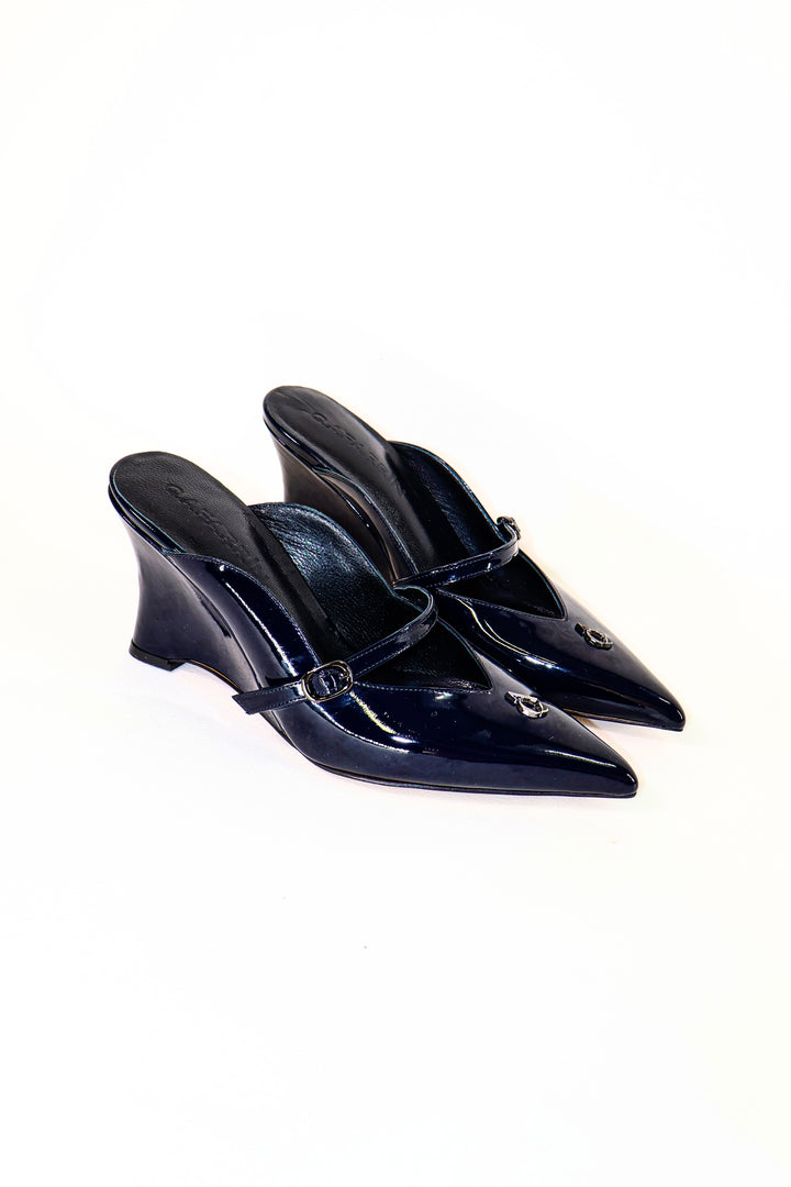 QAFARRIN COLETTE – Bleu Nuit Rugan Prime Cut Hakiki Dana Deri Mule