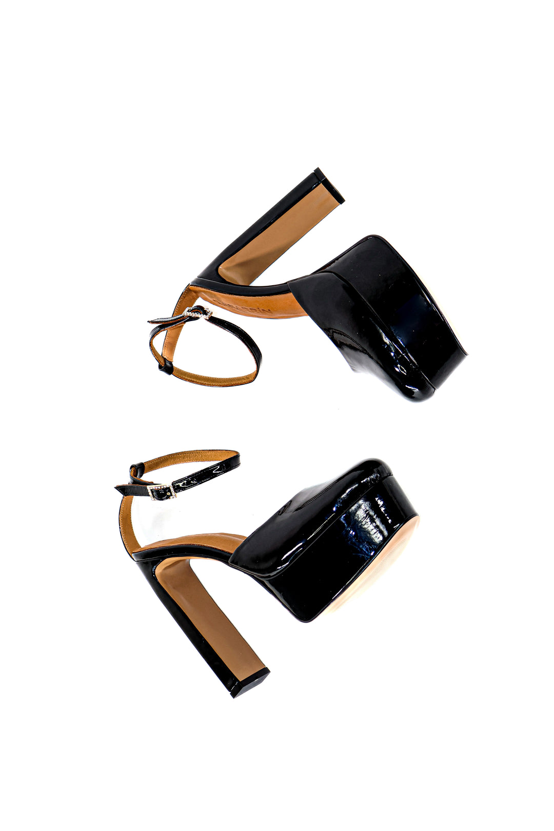 Qafarrin ASTRE – Black Patent Leather Genuine Calf Leather Platform Sandals