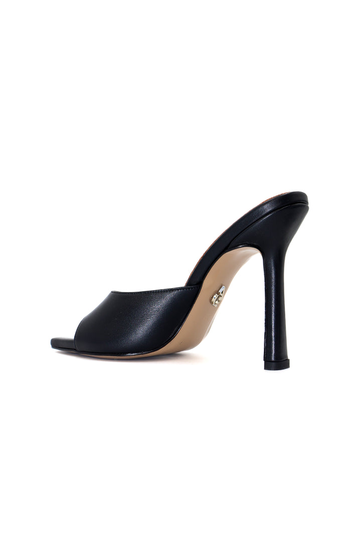 QAFARRIN VANTA – Siyah Hakiki Dana Deri İnce Topuklu Mule Stiletto