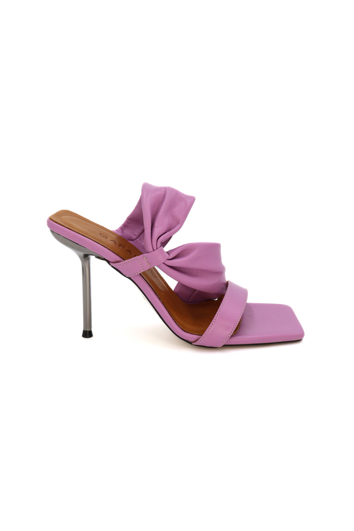 Qafarrin ZAYLEA – Orchid Genuine Leather Curved Strap Design Metal Heel Mule