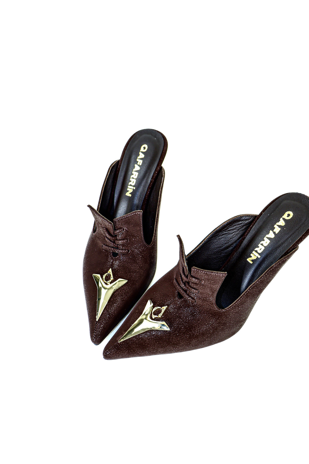 QAFARRIN MAJESTRA REVORA – Hakiki Dana Deri 7 CM Metal Kitten Heel Mule