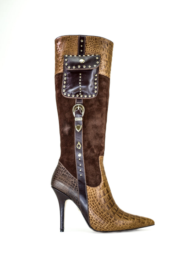 Qafarrin VANGUARD – Genuine Calf Leather Crocodile Detailed Boots