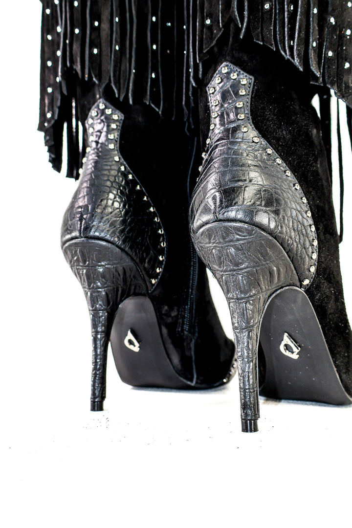 Qafarrin FIERA NOIR – Atelier-Crafted Western Couture Dana Deri Çizme