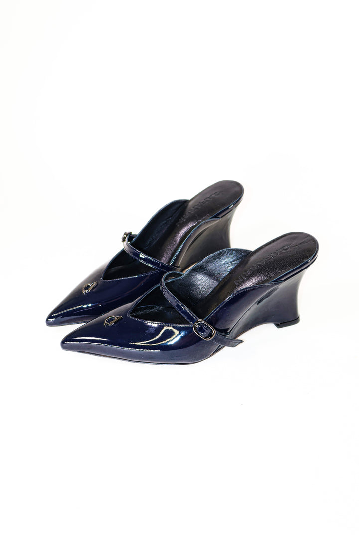 QAFARRIN COLETTE – Bleu Nuit Rugan Prime Cut Hakiki Dana Deri Mule