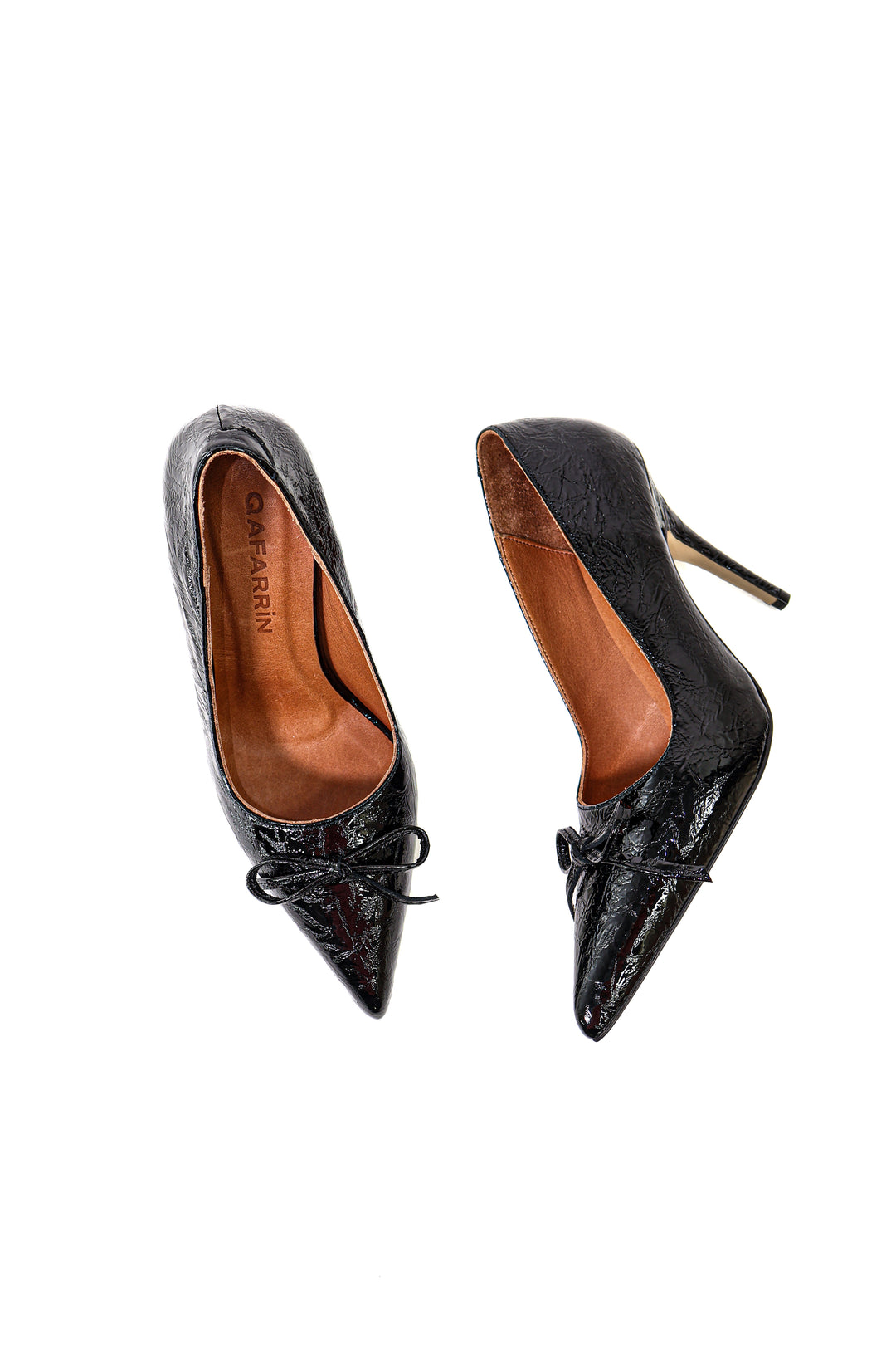 Qafarrin MARQUISE – Siyah Rugan Hakiki Dana Deri Stiletto