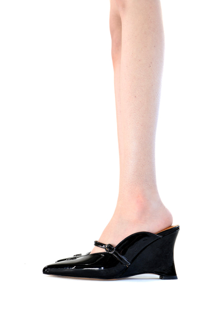 QAFARRIN COLETTE – Noir Rugan Prime Cut Hakiki Dana Deri Mule