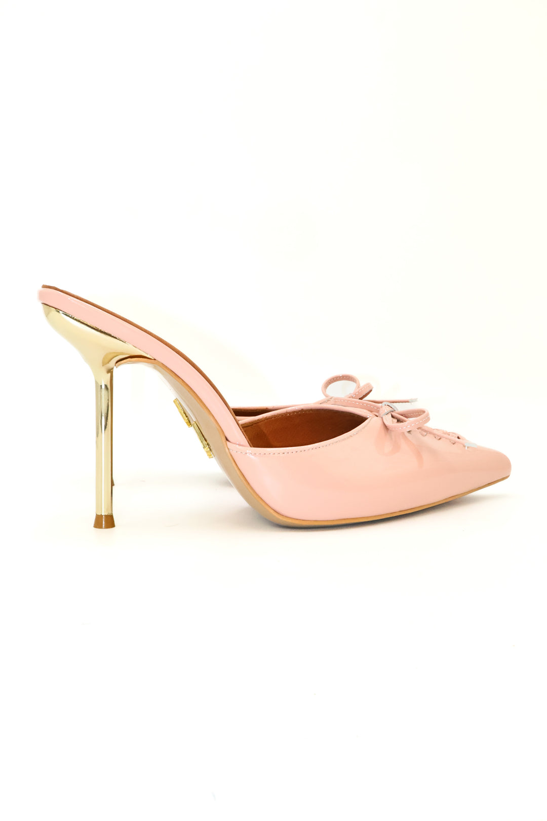 Qafarrin VIOLA ROSE – Pudra Pembe Rugan Hakiki Dana Deri Mule Stiletto