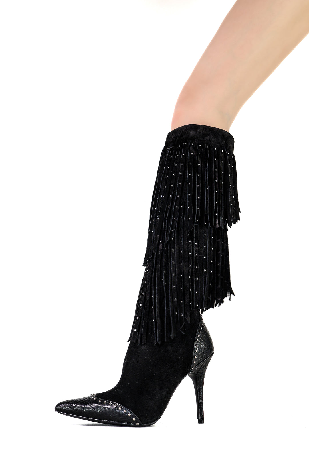 Qafarrin FIERA NOIR – Atelier-Crafted Western Couture Dana Deri Çizme