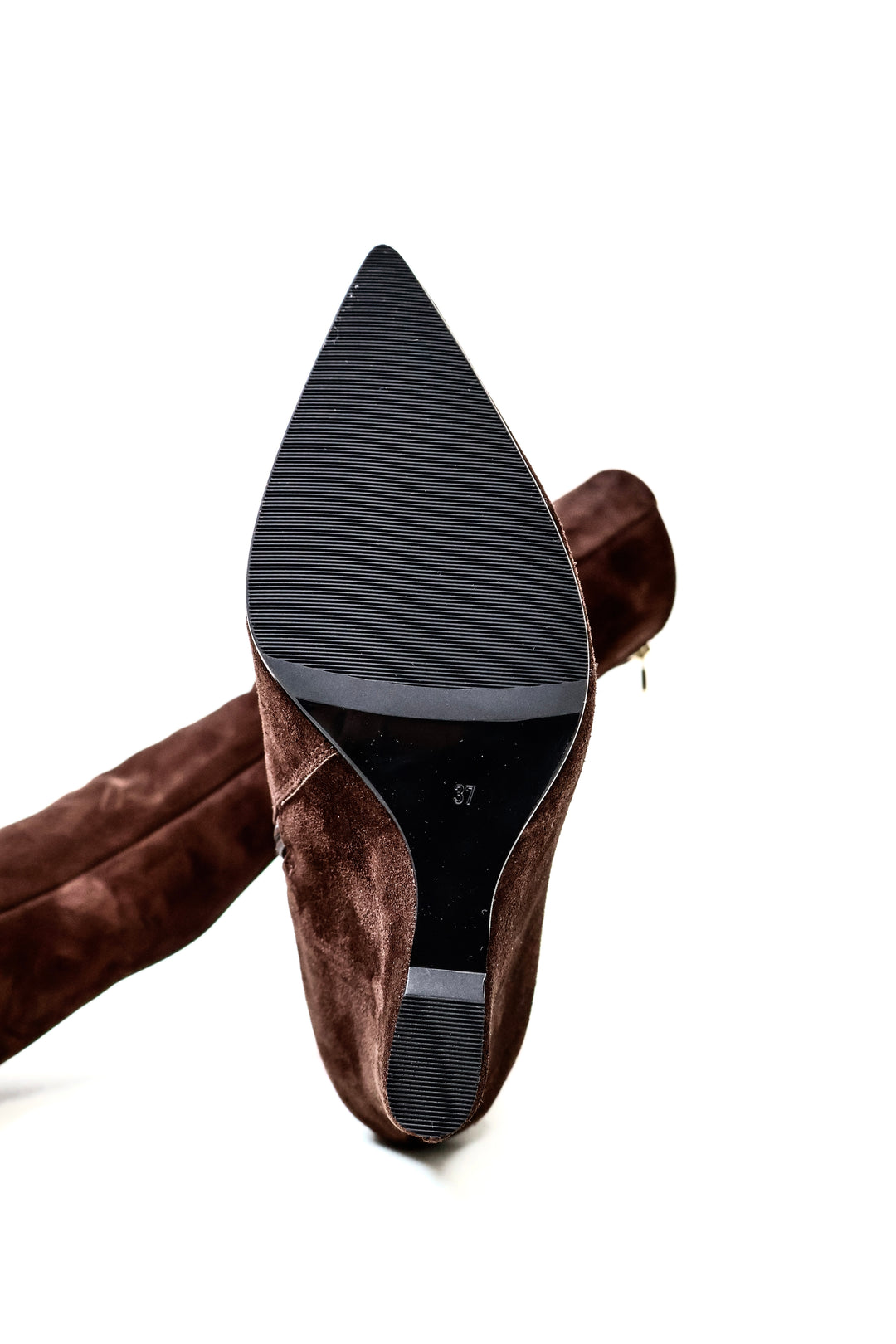 QAFARRIN VYREN – Deep Espresso Brown Hakiki Dana Süet Deri Sculptural Wedge Çizme