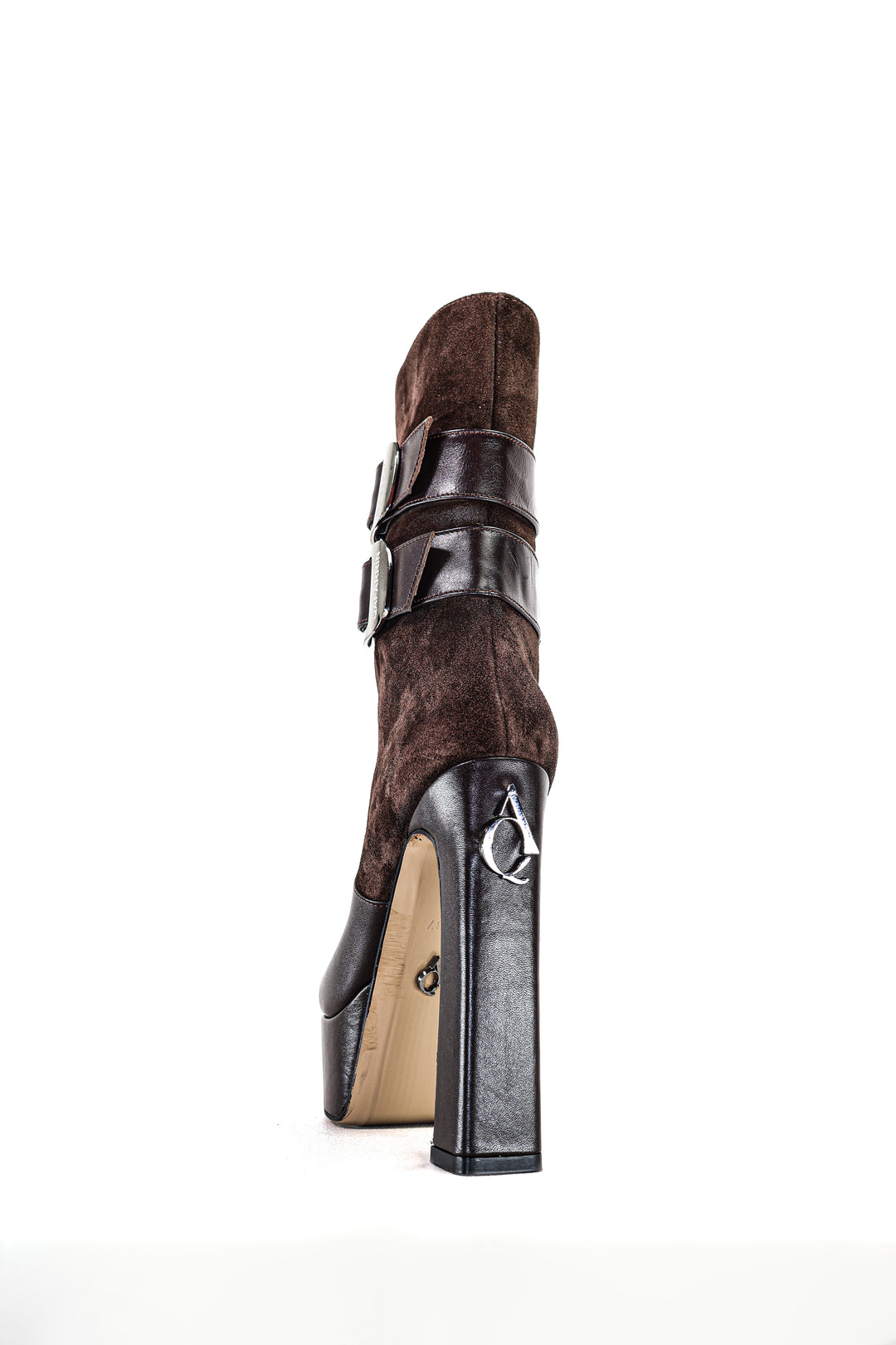 Qafarrin DIONEA – Espresso Suede & Cocoa Prime-Cut Hakiki Deri Atelier-Crafted Platform Couture Bot