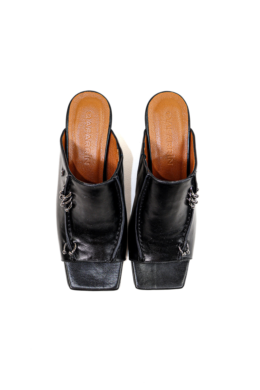 QAFARRIN LEXA – Prime-Cut Genuine Leather Sculptural Heel Mule