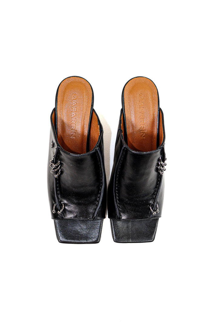 QAFARRIN LEXA – Prime-Cut Genuine Leather Sculptural Heel Mule