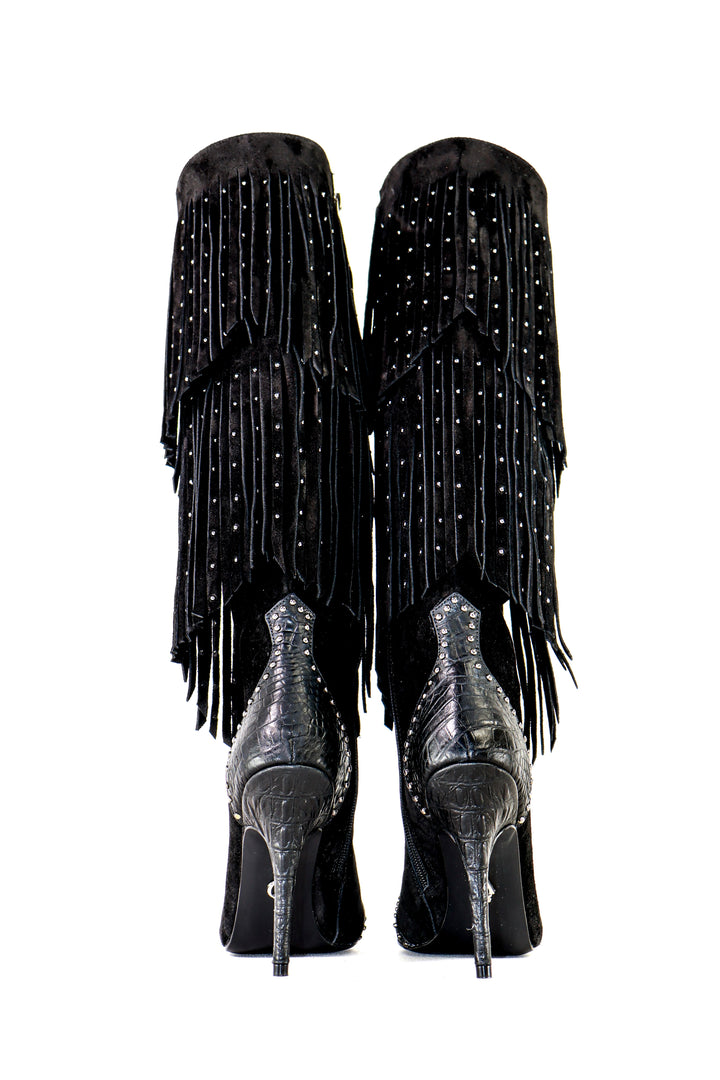 Qafarrin FIERA NOIR – Atelier-Crafted Western Couture Dana Deri Çizme