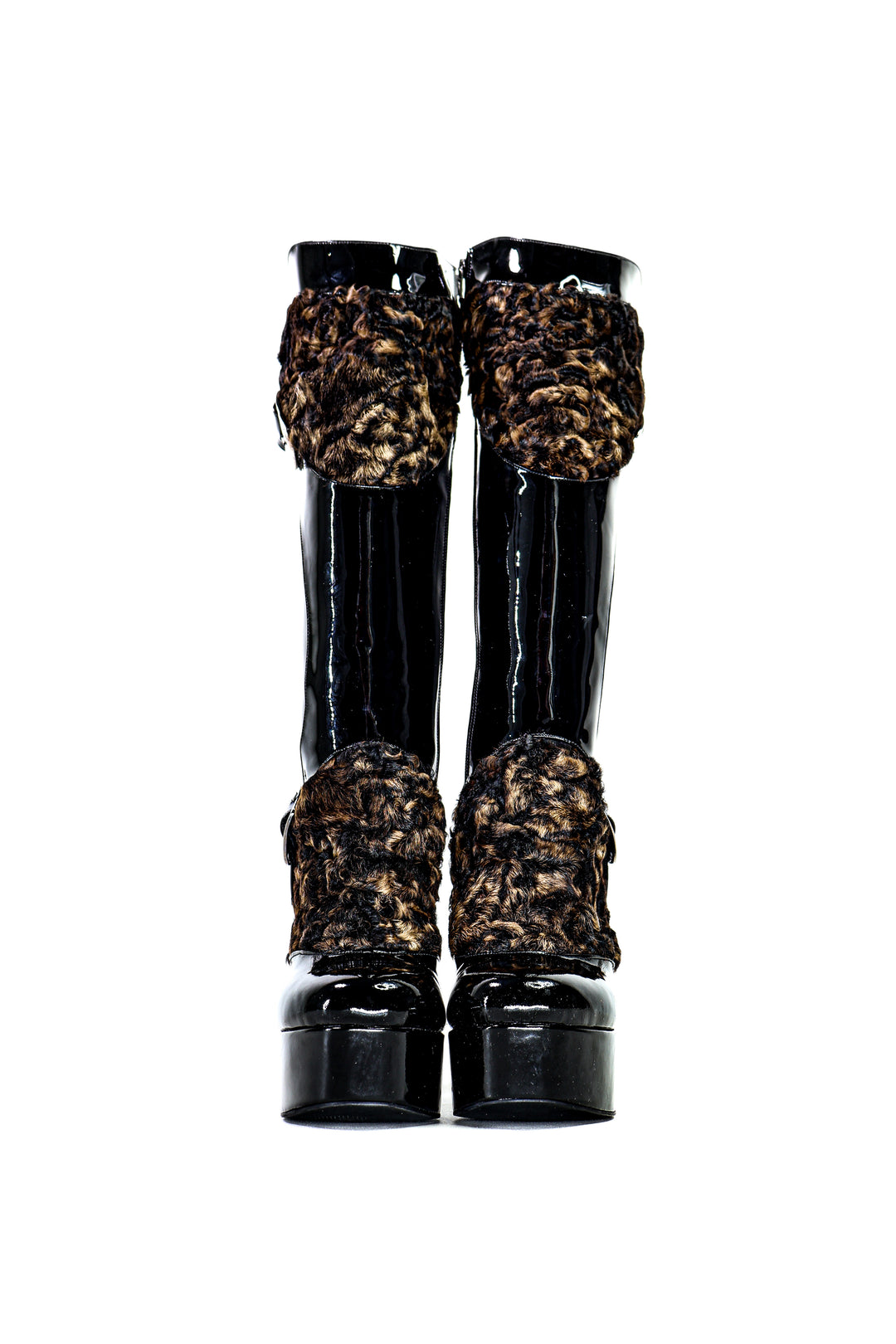 Qafarrin VORRA – Atelier-Crafted Noir Hakiki Tay Tüyü Detaylı Platform Çizme