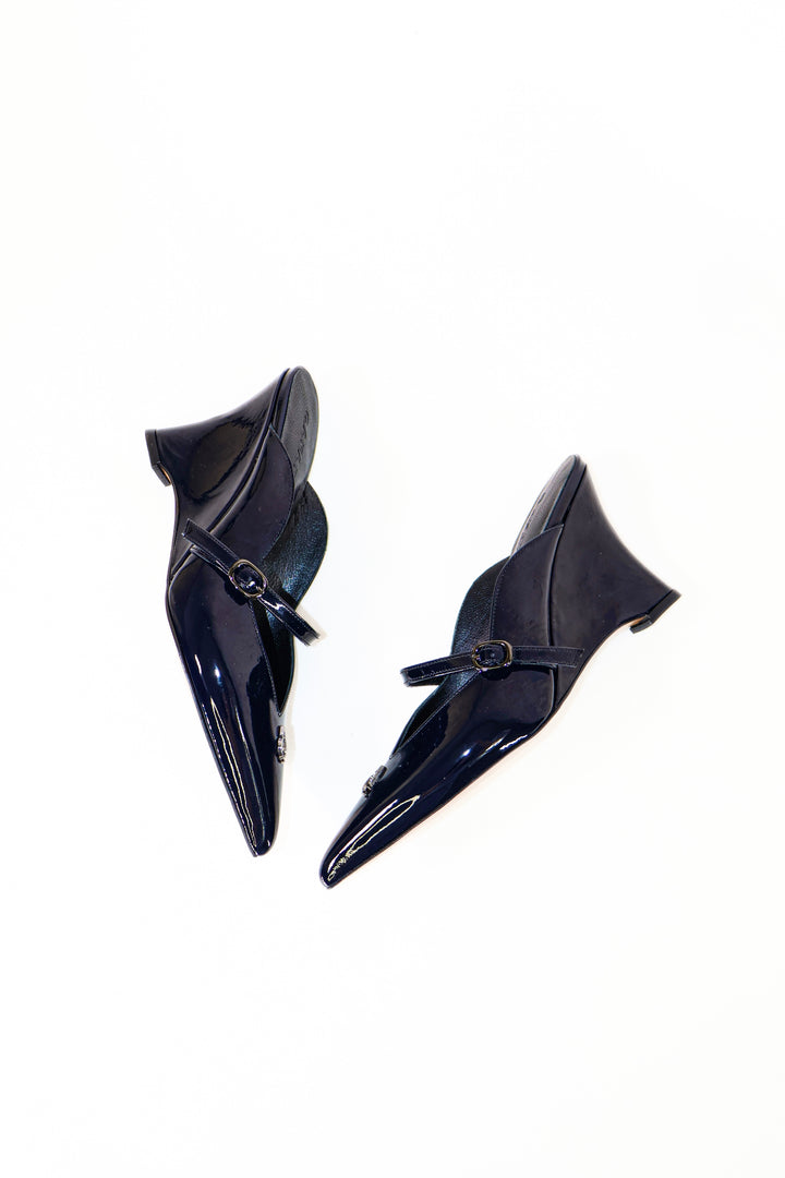 QAFARRIN COLETTE – Bleu Nuit Rugan Prime Cut Hakiki Dana Deri Mule