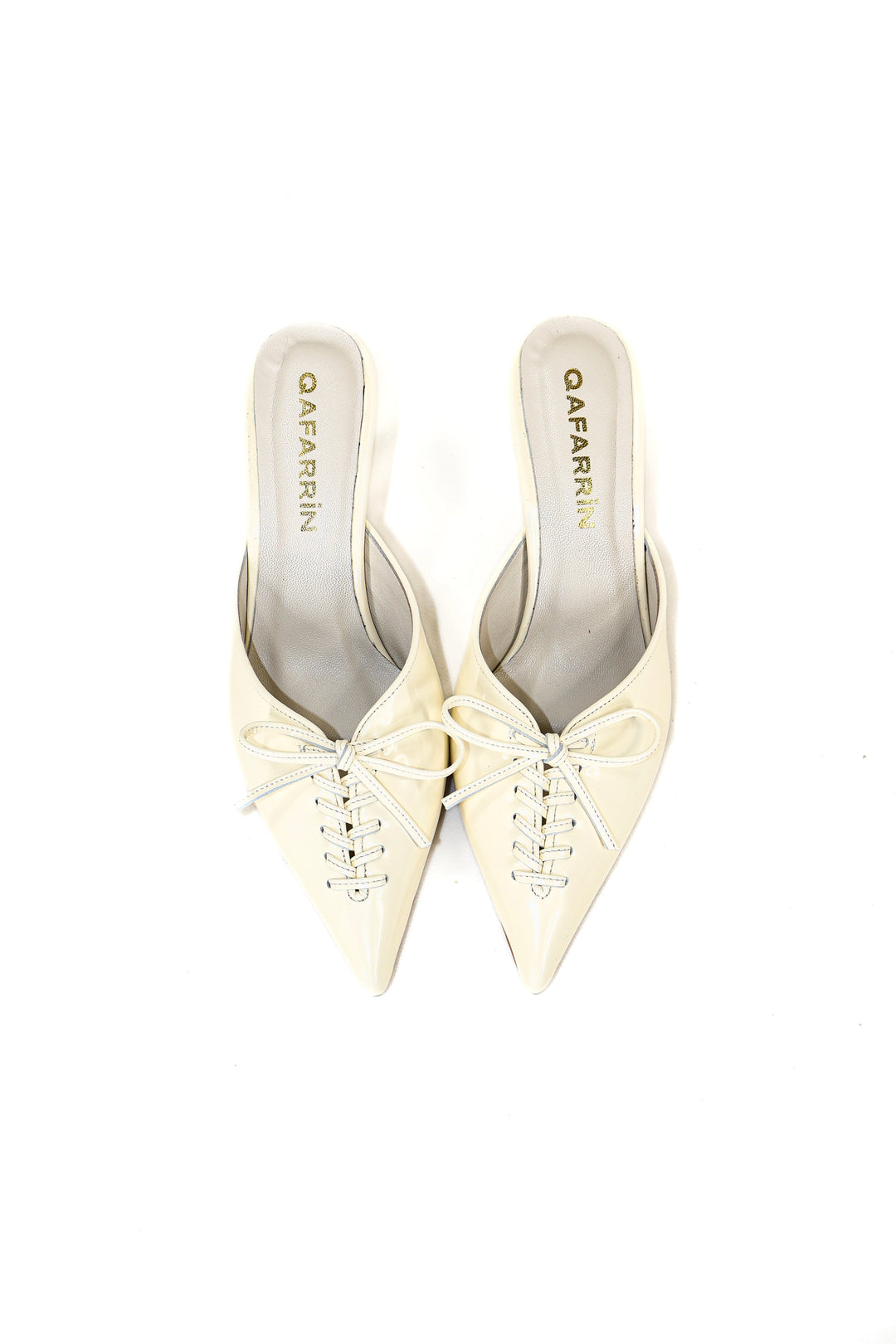 QAFARRIN VIOLA VANILLE – Vanilya Hakiki Dana Deri Kitten Heel Mule