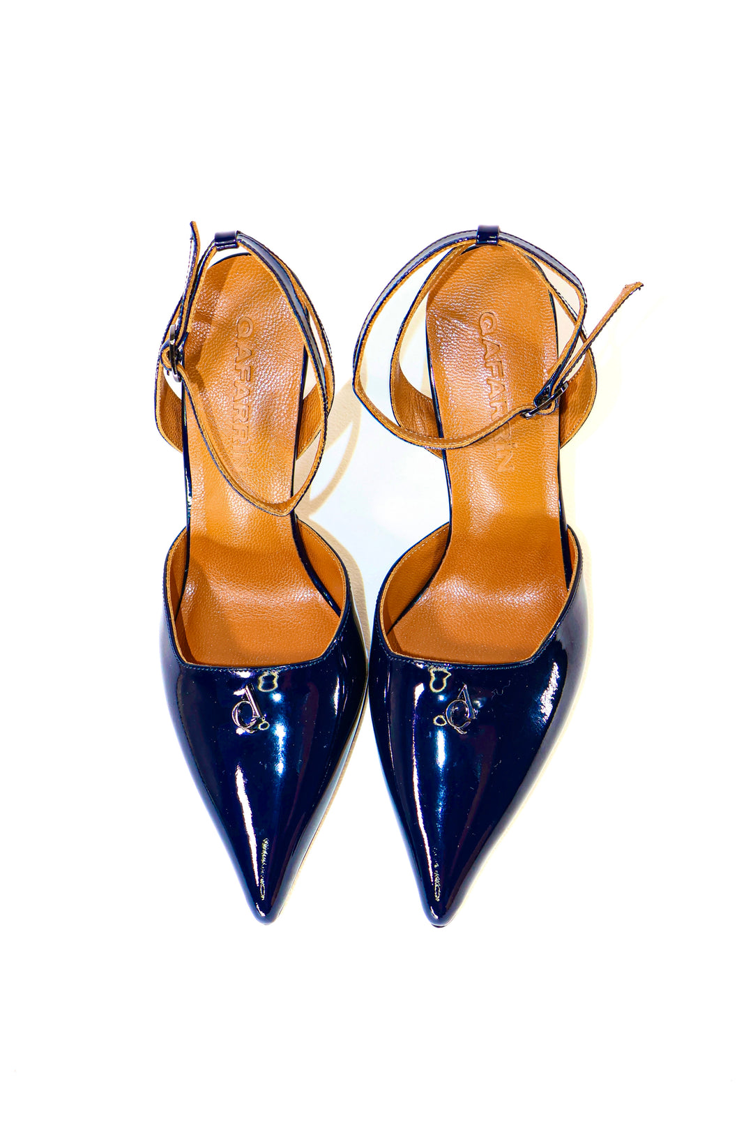 QAFARRIN AMBRÉA  Bleu Nuit  – Hakiki Dana Deri Slingback Stiletto