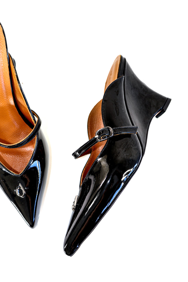 QAFARRIN COLETTE – Noir Rugan Prime Cut Hakiki Dana Deri Mule