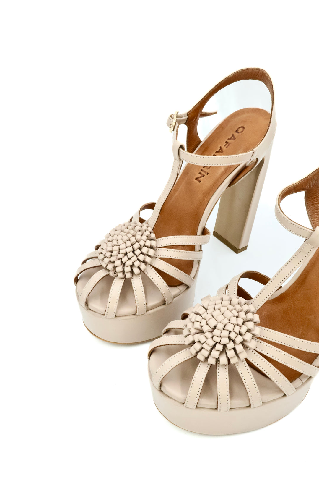 Qafarrin OTTAVIA – Bej Hakiki Dana Deri Platform Sandalet