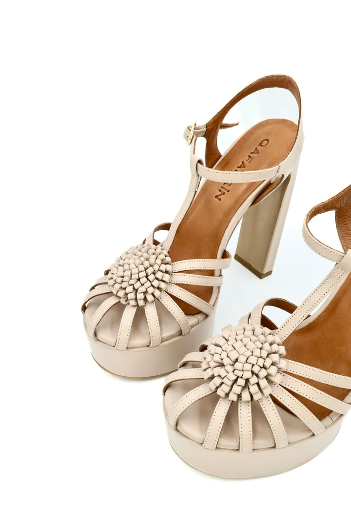 Qafarrin OTTAVIA – Bej Hakiki Dana Deri Platform Sandalet