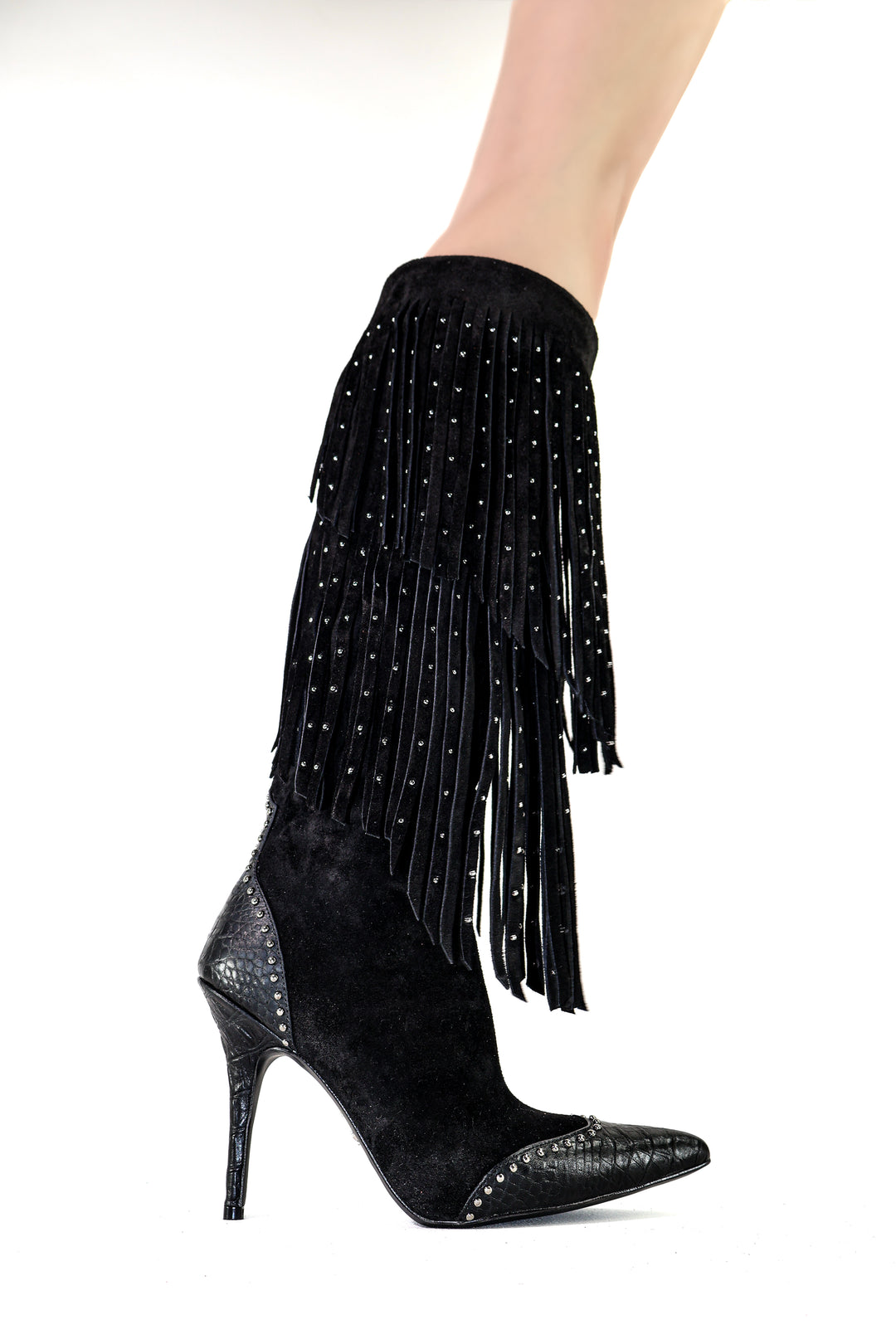 Qafarrin FIERA NOIR – Atelier-Crafted Western Couture Dana Deri Çizme