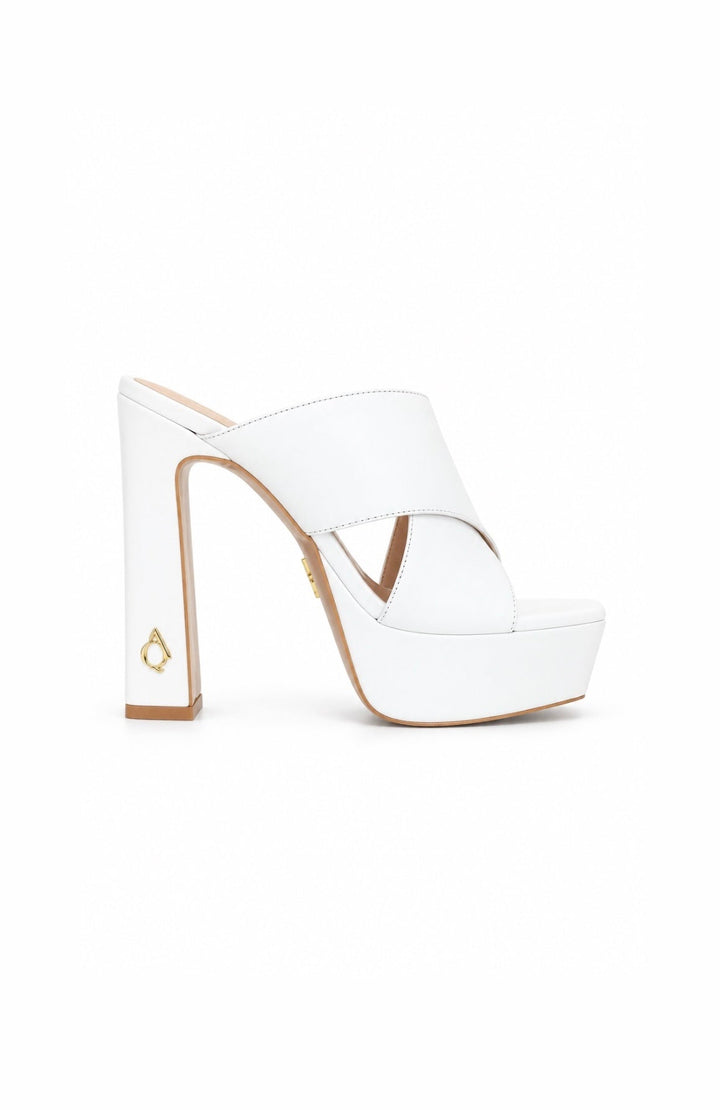 Qafarrin ALBARELLA – White Genuine Calf Leather Platform Mule