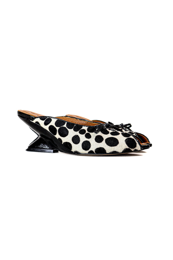 QAFARRIN IXEL – Dalmatian Print Pony Hair Mule