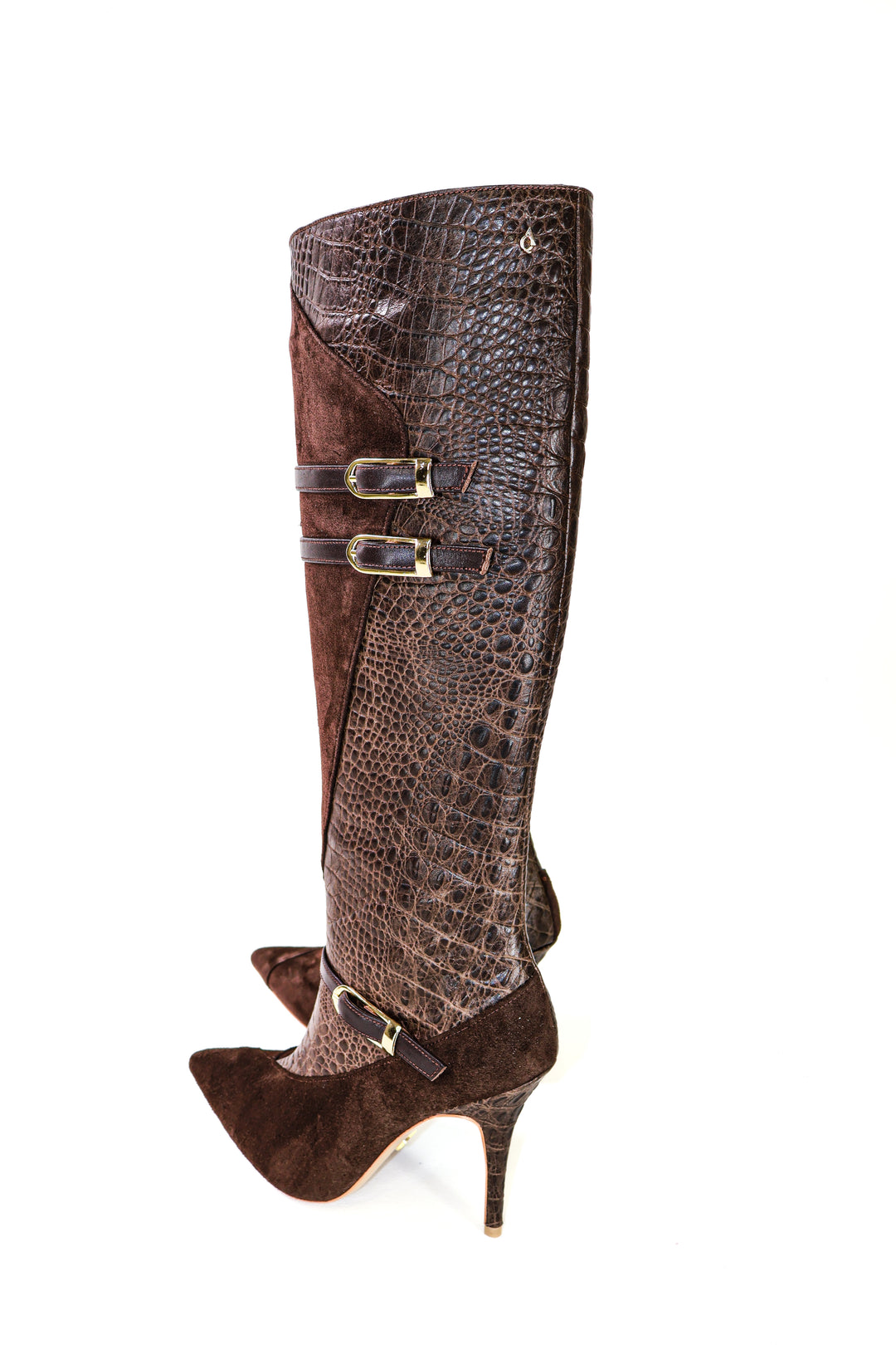 Qafarrin CRAVEN – Atelier-Crafted Cocoa Croco Couture Dana Deri Çizme