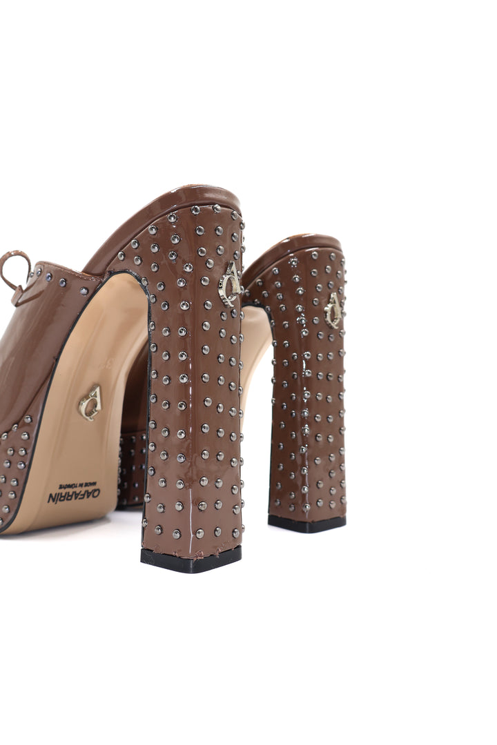 Qafarrin DOMINA CHOCOLATE – Hakiki Dana Rugan Deri Platform Mule
