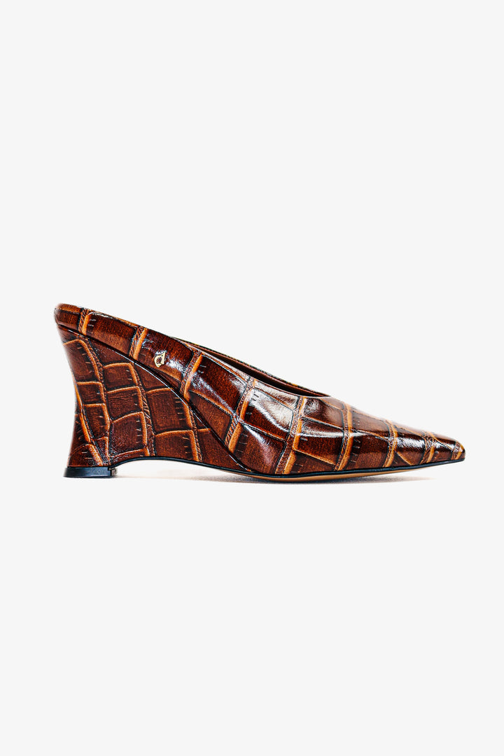 QAFARRIN VORY – Croco Rugan Prime Cut Hakiki Dana Deri Sculpted Mule