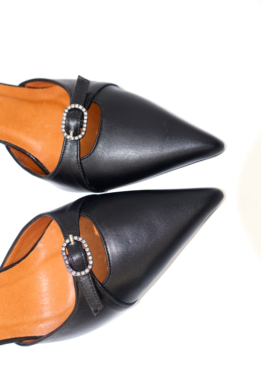 Qafarrin ALBA LUX NOIRE – Siyah Hakiki Dana Deri Slingback Stiletto