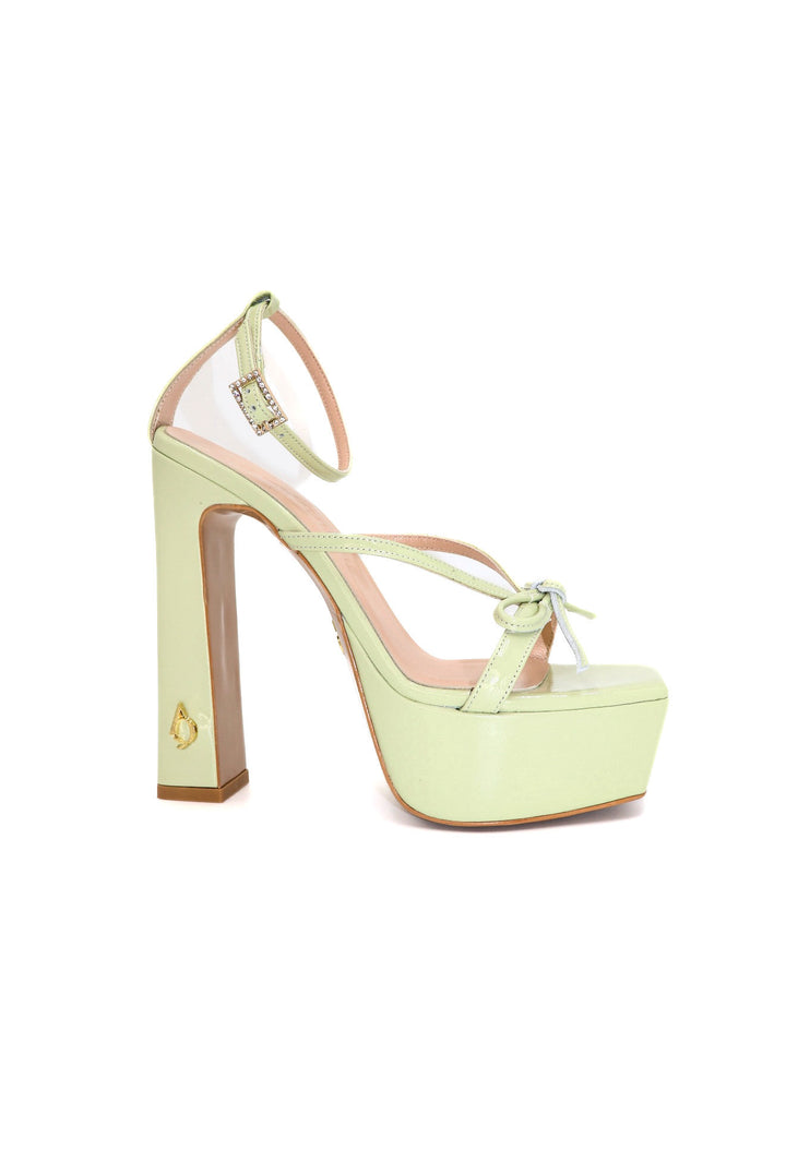 Qafarrin CELÉSTE – Pastel Green Genuine Calf Leather Platform Heel Sandals