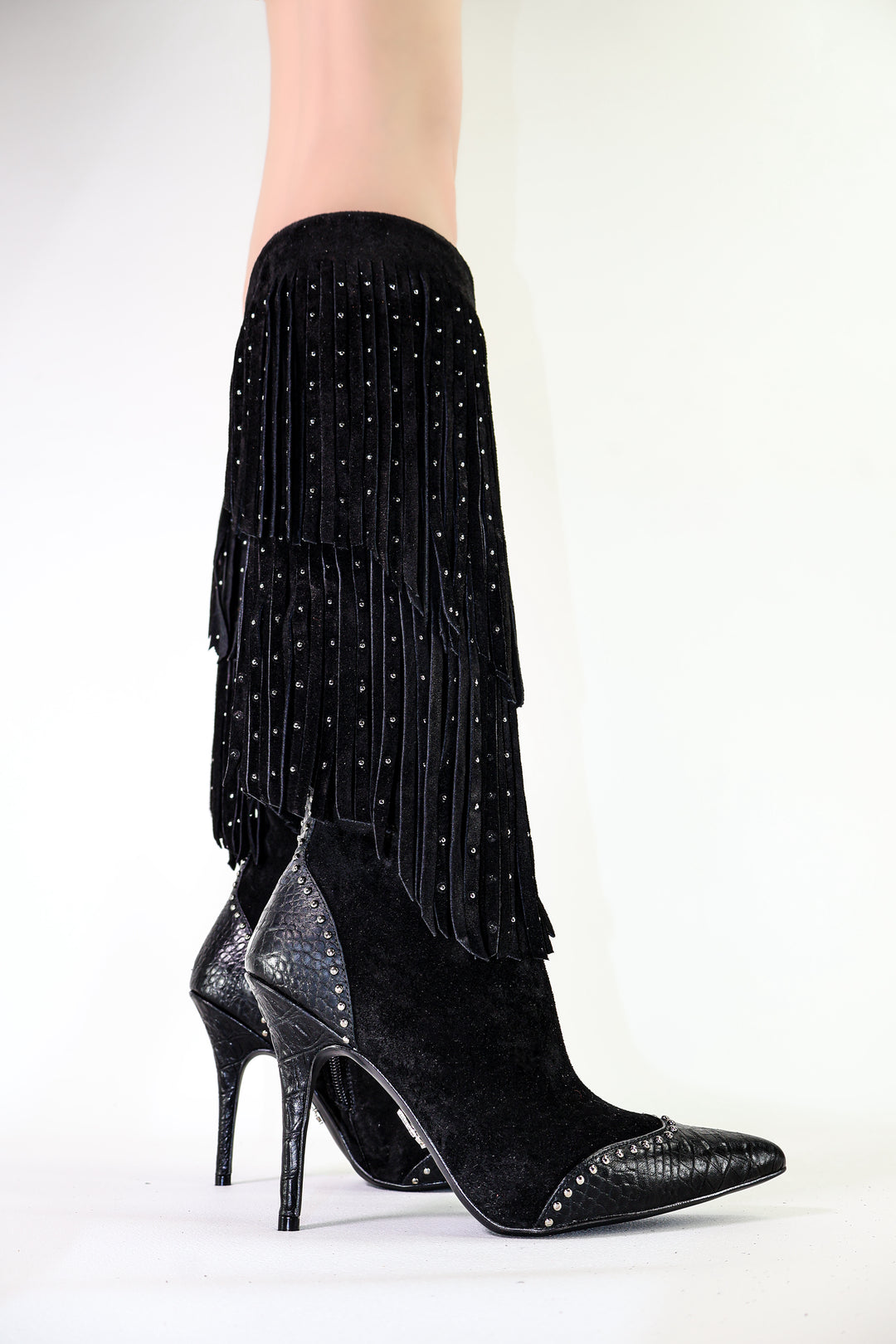 Qafarrin FIERA NOIR – Atelier-Crafted Western Couture Dana Deri Çizme