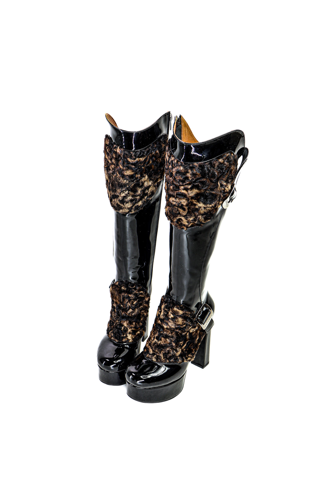 Qafarrin VORRA – Atelier-Crafted Noir Hakiki Tay Tüyü Detaylı Platform Çizme