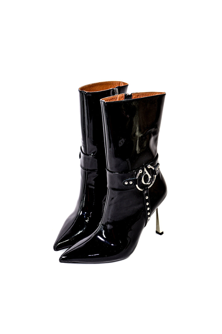 Qafarrin  MERINÈ NOIR – Hakiki Dana Derisi Siyah Rugan Couture Boot