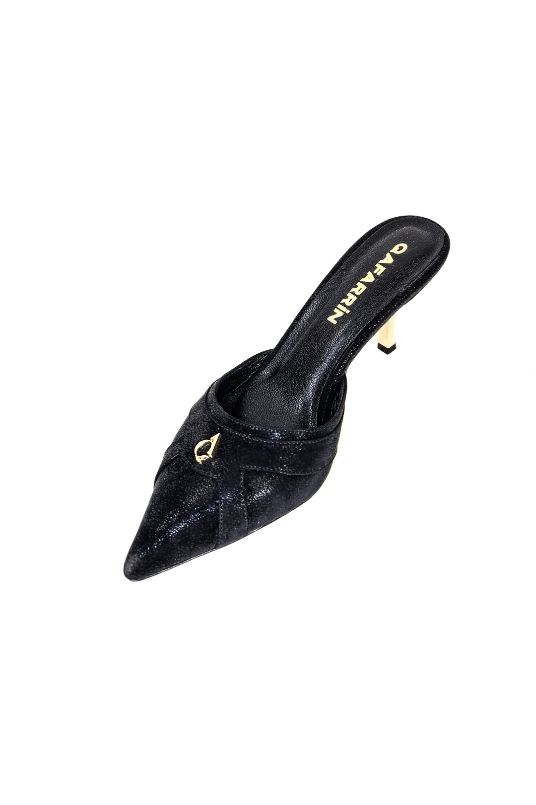 QAFARRIN THÉVRA NOIR ABSOLU – Hakiki Dana Deri 6 CM Kitten Heel Mule