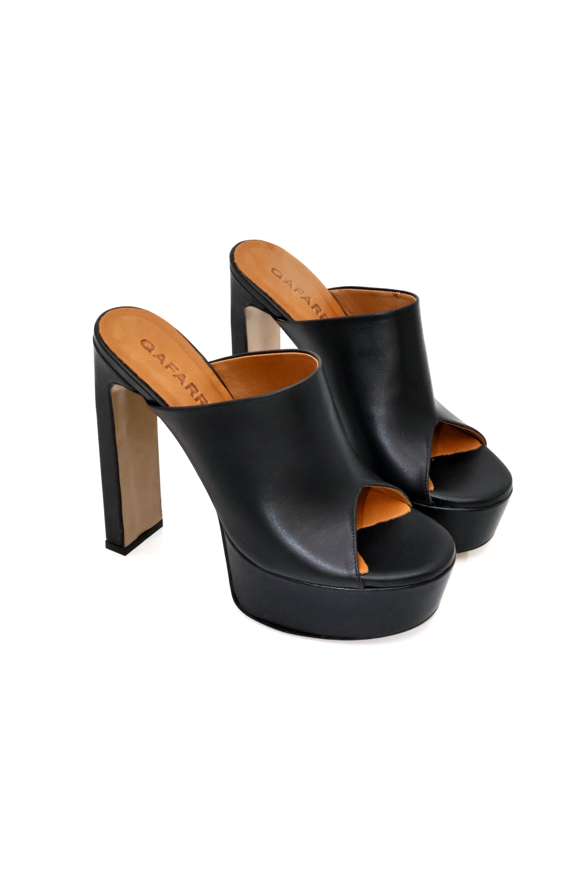 Qafarrin BELLVANA – Siyah Hakiki Dana Deri Platform Mule