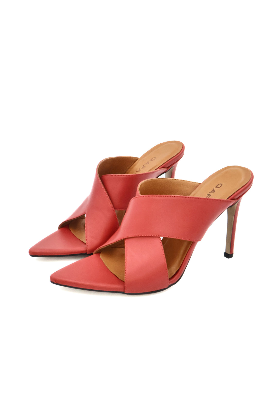 Qafarrin LUNÈVA TERRACOTTA ROUGE – Terracotta Kırmızı Hakiki Dana Deri Yüksek Topuklu Mule