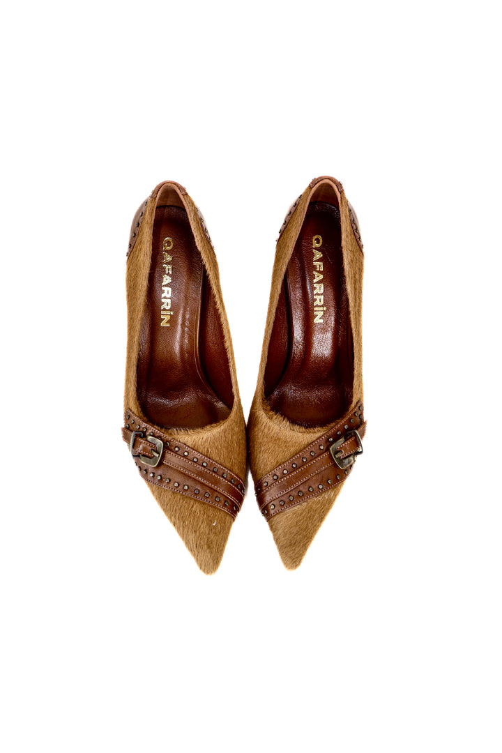 QAFARRIN DRAX – Natural Pony Hair Sculpted Stiletto Pump
