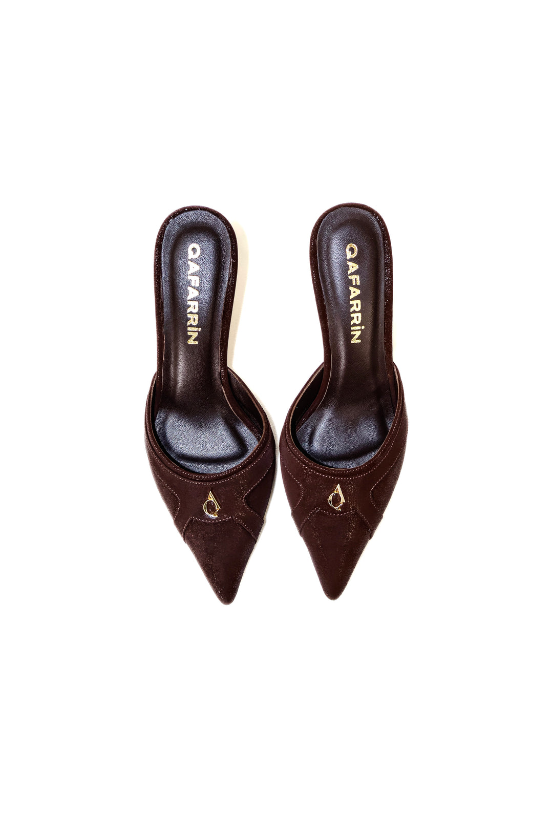 QAFARRIN THÉVRA CACAO NOIR – Hakiki Dana Deri 6 CM Kitten Heel Mule