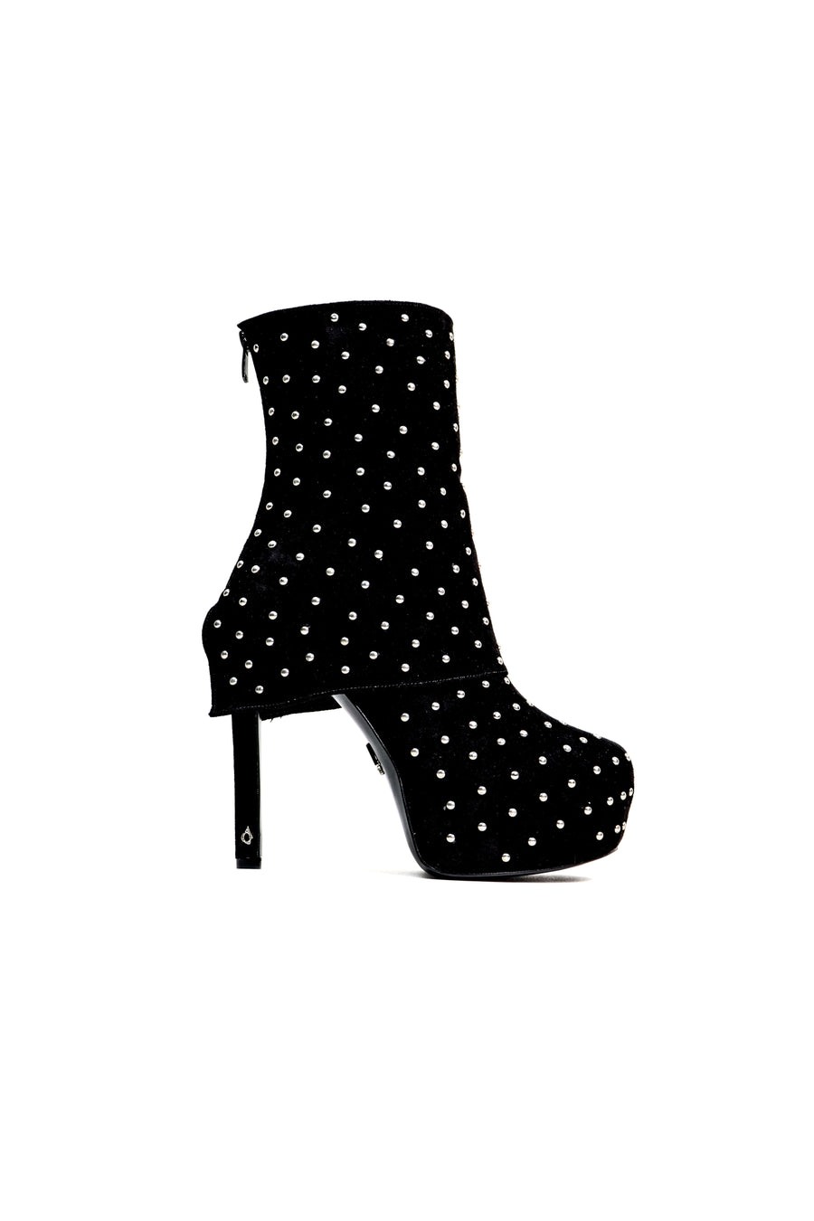 QAFARRIN DOLLY – Black Suede Metal Perçinli Platform Bot