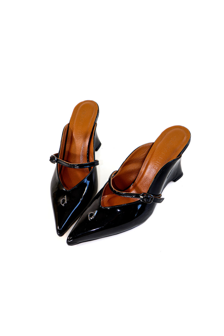 QAFARRIN COLETTE – Noir Rugan Prime Cut Hakiki Dana Deri Mule