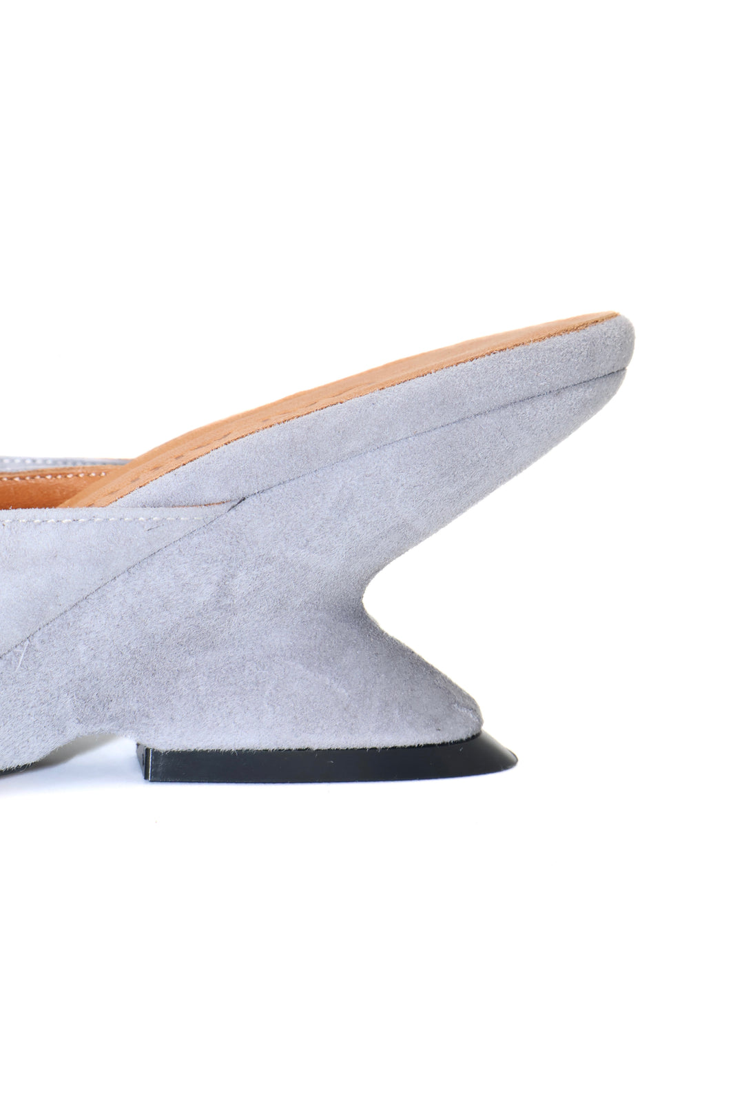 Qafarrin SYRAH – Ice Blue Suede Genuine Leather 6 cm Heel Mule Slippers