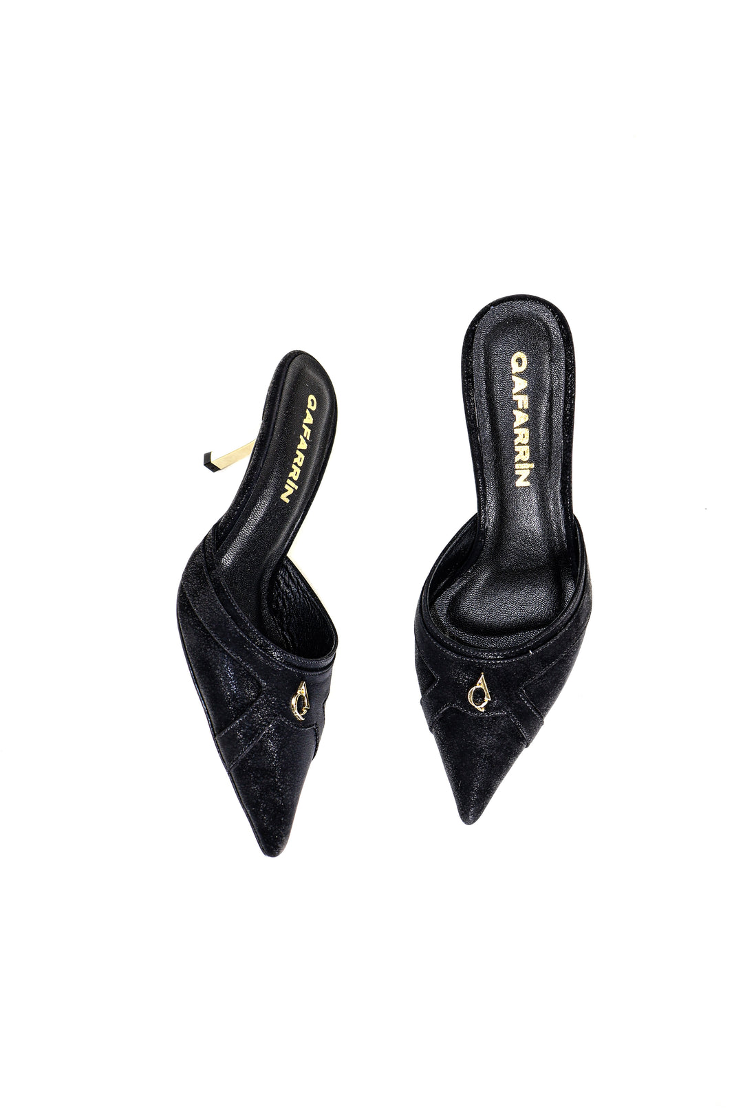QAFARRIN THÉVRA NOIR ABSOLU – Hakiki Dana Deri 6 CM Kitten Heel Mule