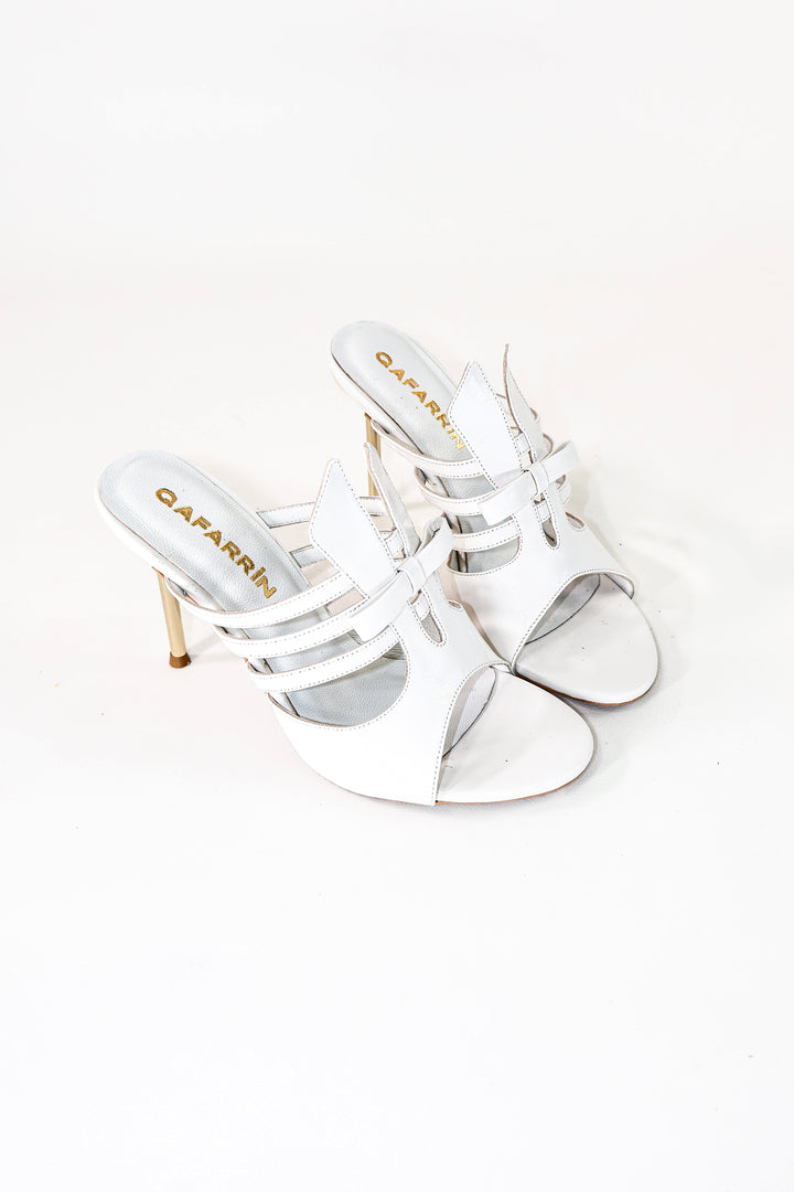 QAFARRIN CELEVA – Ivory Patent Hakiki Dana Deri İnce Metal Topuklu Mule
