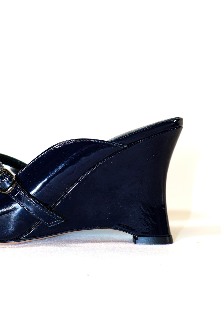 QAFARRIN COLETTE – Bleu Nuit Rugan Prime Cut Hakiki Dana Deri Mule