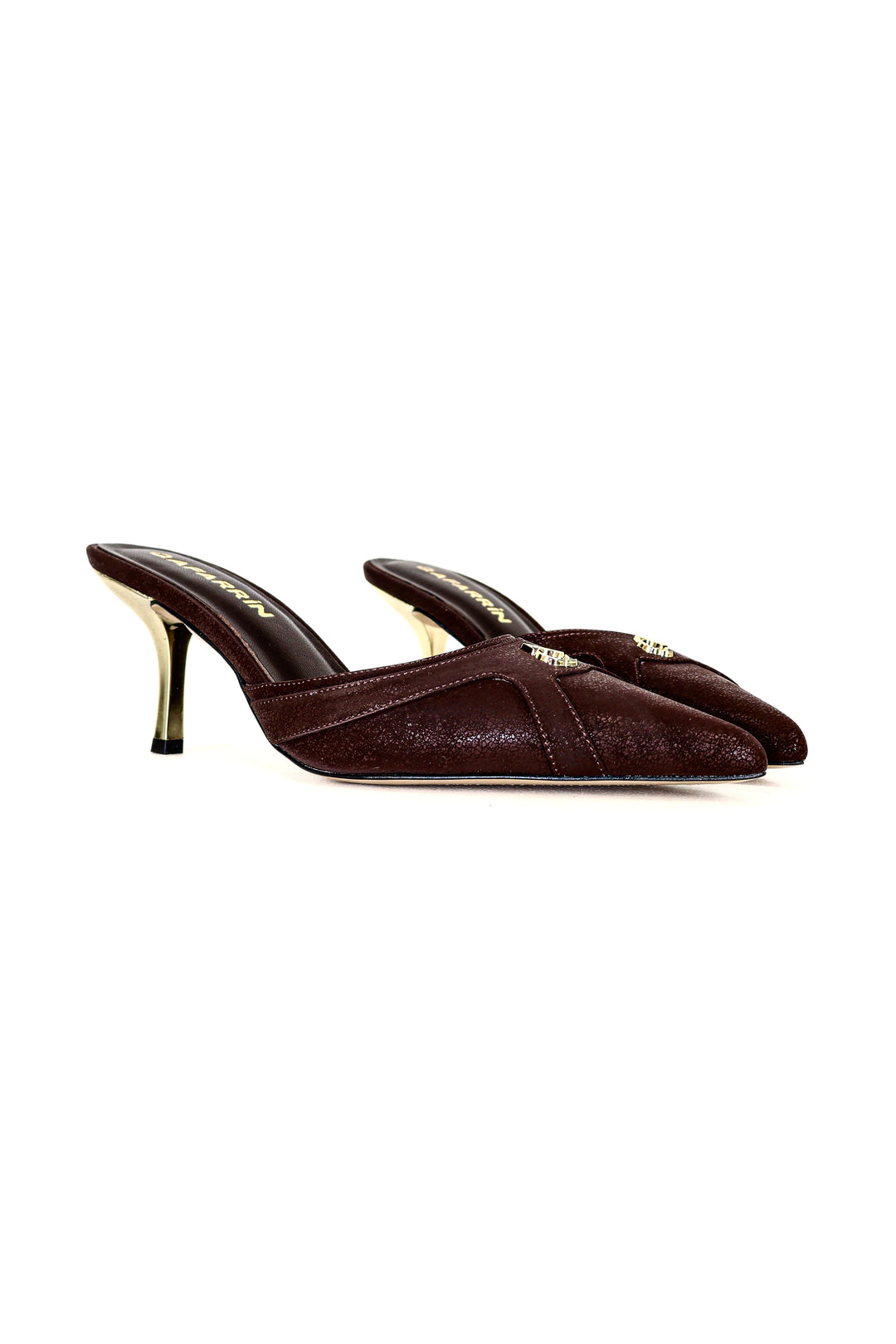 QAFARRIN THÉVRA CACAO NOIR – Hakiki Dana Deri 6 CM Kitten Heel Mule